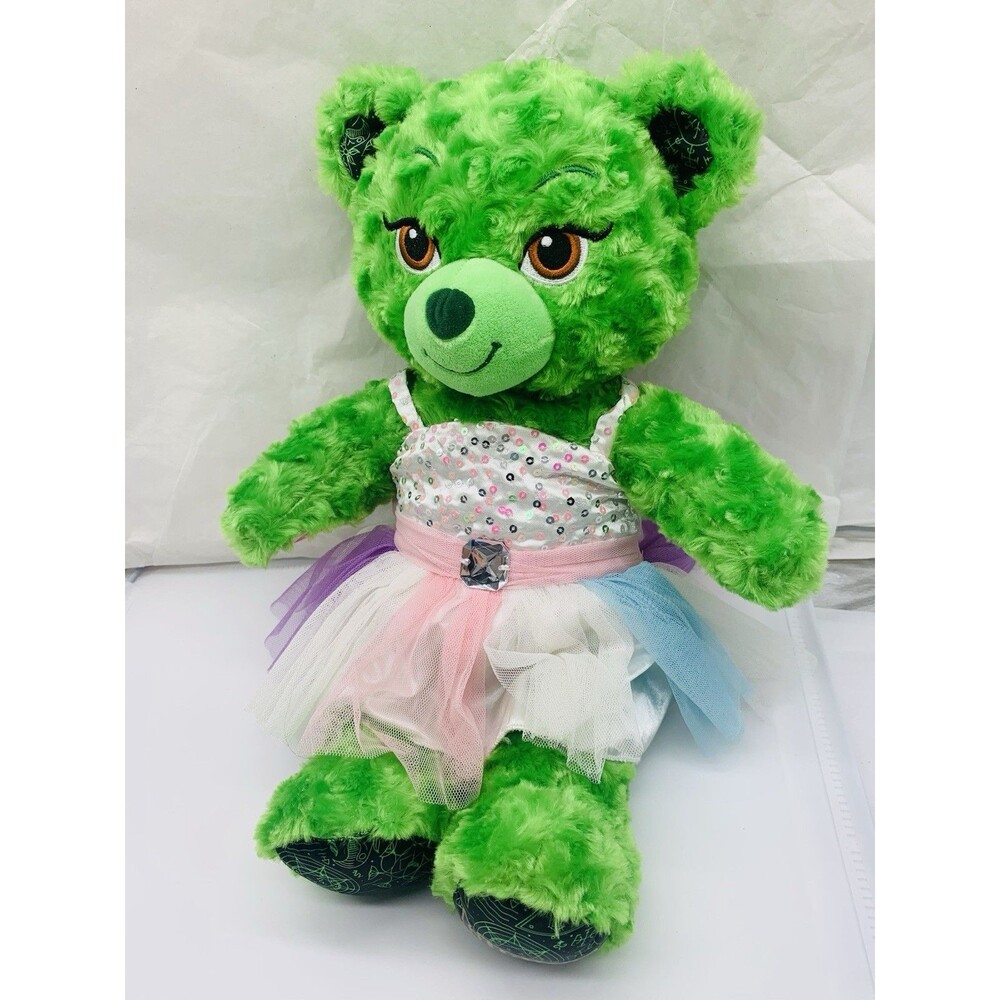 Build a Bear Wicked Elphaba Green Bear 16” Plush Stuffed Toy In Party Dress BABW
